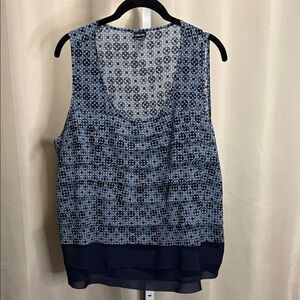 Rafaella Blue and Black Sleeveless Blouse